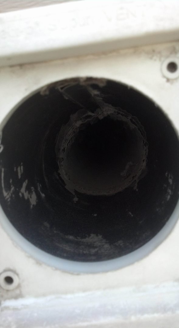 Dryer vent after clean-out, lint removed