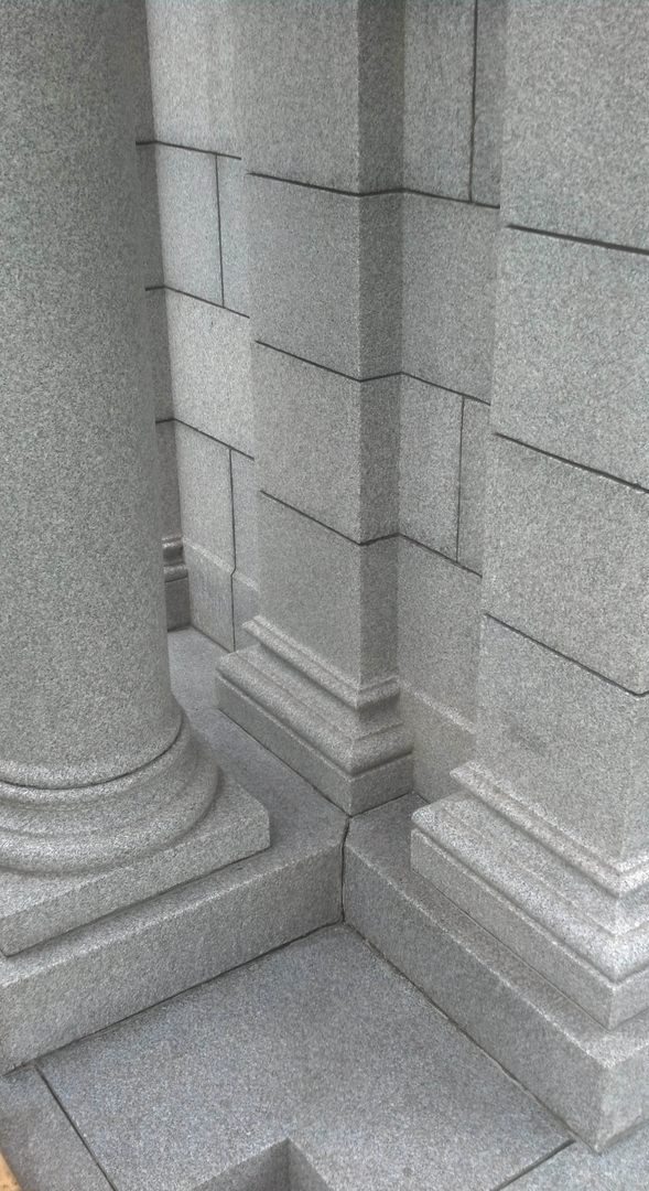 Granite mausoleum after restoration cleaning